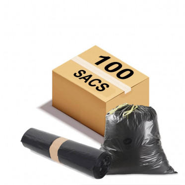 Sac poubelle à lien coulissant - 50 L - 26 microns - Par 100
