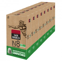 Capsule Nespresso Compatible Biodégradable et compostable Café Bio San Marco N°8 - 8 boîtes - 80 capsules