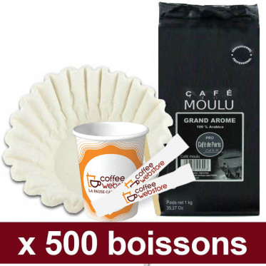 Café Moulu Café de Paris Grand Arome Arabica : Pack Pro "Small" - 500 boissons