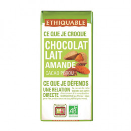 Mini tablette de chocolat lait avec éclats d'amandes Ethiquable