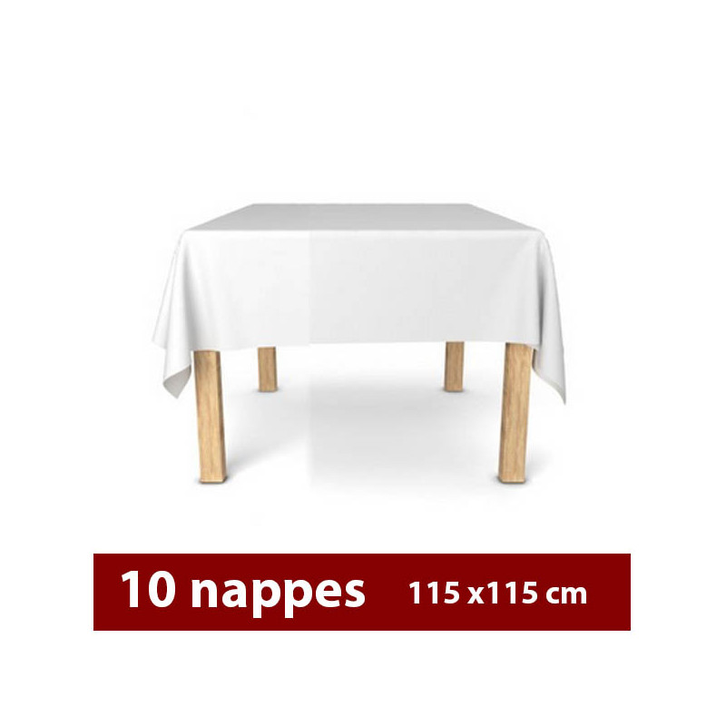 Lot de 10 nappes blanches 115 x 115 cm
