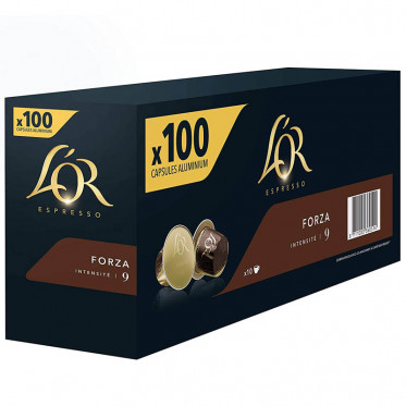 Capsule Nespresso Compatibles L’Or Espresso Forza - 5 boîtes - 100 capsules