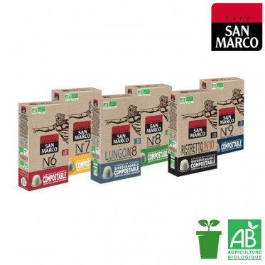 PACK Découverte et dégustation - Capsules San Marco compostables pour Nespresso - 60 boissons