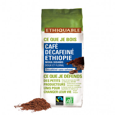 Café Moulu - Lot de 2 Paquets Éthiquable Éthiopie Décaféine Bio - 500 gr