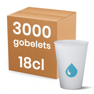 Gobelet en Carton Recyclable 18 cl pour fontaine à eau - 100 gobelets