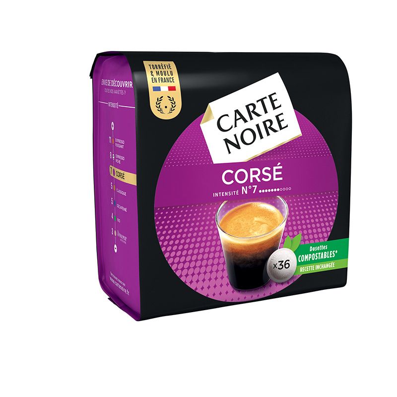 Achat Carte Noire Café corsé dosettes souples intensité 7, 36 dosettes