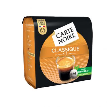 Dosette Senseo compatible Café Carte Noire n°5 Café Classique - 3 paquets - 108 dosettes