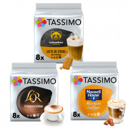 Pack Découverte Capsule Tassimo Café Latte - 3 paquets - 24 boissons