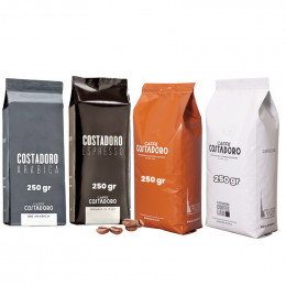 Pack Découverte Café en Grains Costadoro 4 variétés - 4 paquets - 1 Kg