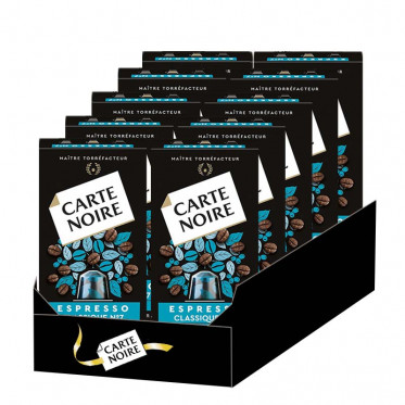 Capsule Nespresso Compatible Café Carte Noire n°7 Espresso Classique 10 boites - 100 Capsules