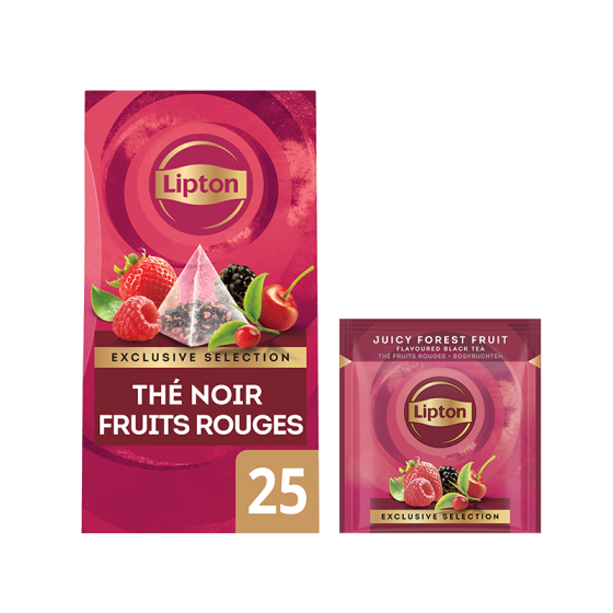 Thé Noir Lipton Exclusive Sélection Fruits Rouges - 25 sachets pyramide