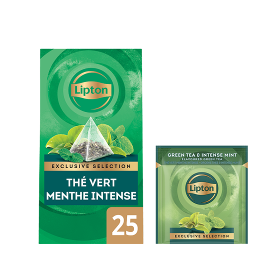 Thé Vert Lipton Exclusive Selection Menthe Intense - 25 sachets pyramide