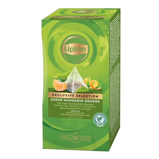 Thé Vert Lipton Exclusive Sélection Mandarine Orange - 25 sachets pyramide