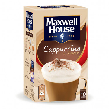 Cappuccino Maxwell House Classique - 10 boites - 100 dosettes individuelles