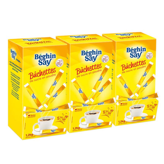 Sucre Blanc Béghin-Say - 3 Boîtes Distributrices - 900 buchettes