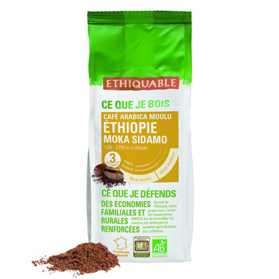 Café Moulu Bio Éthiquable Moka Éthiopie - 250 gr