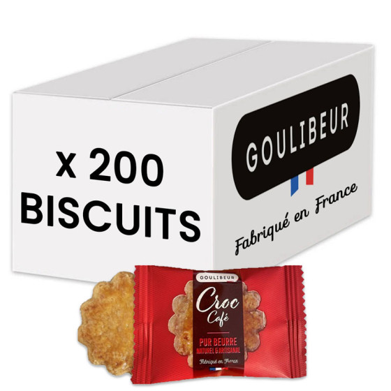 Petite Galette Pur Beurre Biscuit Goulibeur Croc Café - Carton de 200 galettes emballées individuellement