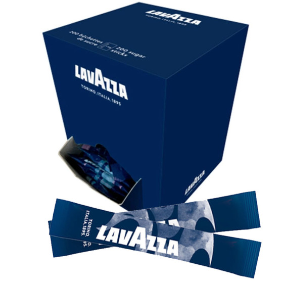 Sucre blanc Lavazza - Boîte distributrice bleue 200 bûchettes