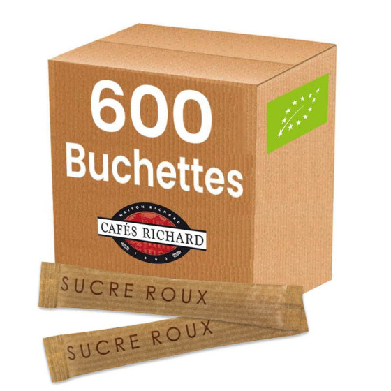 Sucre Roux de Canne Bio Cafés Richard - Carton 600 Bûchettes