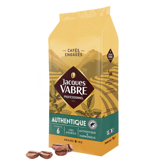 Café en Grains Jacques Vabre Authentique 100% Arabica - 1 Kg