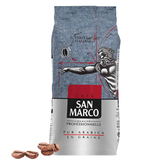 Café en Grains San Marco 100% Arabica - 24 paquets - 24 Kg + 4 tasses San Marco offertes