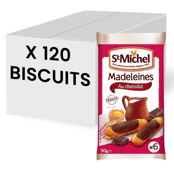 Madeleine longue St Michel marbrée au chocolat - 20 paquets - 120 madeleines