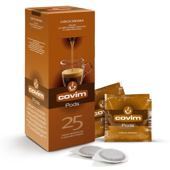 Dosette ESE Café Covim Espresso Orocrema - 8 boites - 200 dosettes emballées individuellement