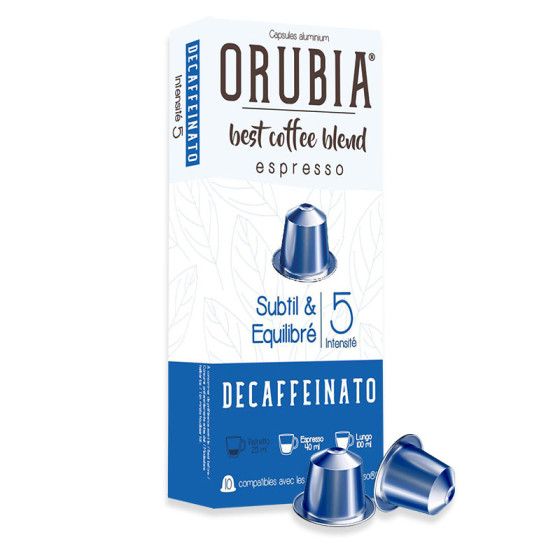 Capsule Nespresso Compatible Café Orubia Decaffeinato 100% Arabica Intensité 5 - 600 capsules + 60 capsules Offertes