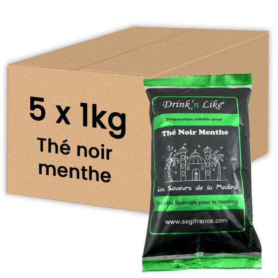 Thé Instantané Distributeur Automatique Drink'n Like Thé Noir Menthe - 5 paquets - 5 Kg