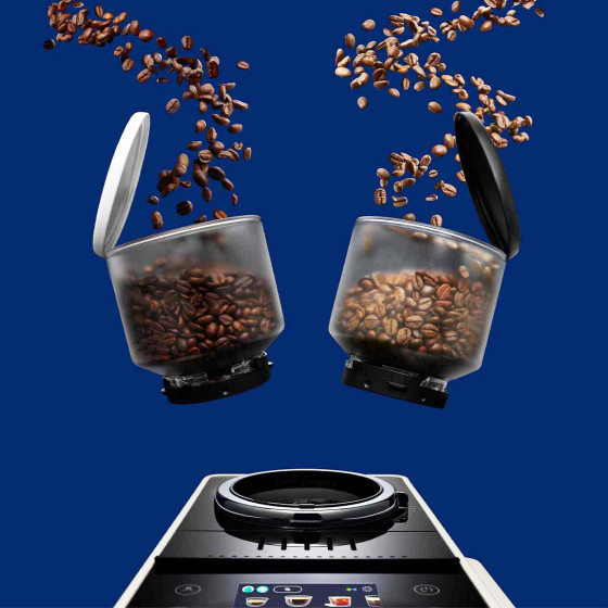Machine à café en grains Delonghi Rivelia Latte FEB4455.W Blanc Arctique avec 2 bacs à grains