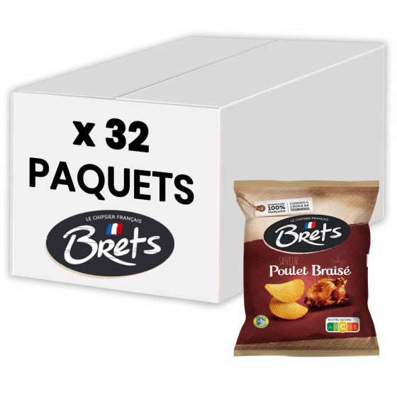 Biscuits Apéritif - Chips Bret’s Poulet Braisé 25g - 32 Paquets