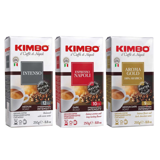 Pack Découverte Café Moulu Kimbo - 3 paquets - 750 gr