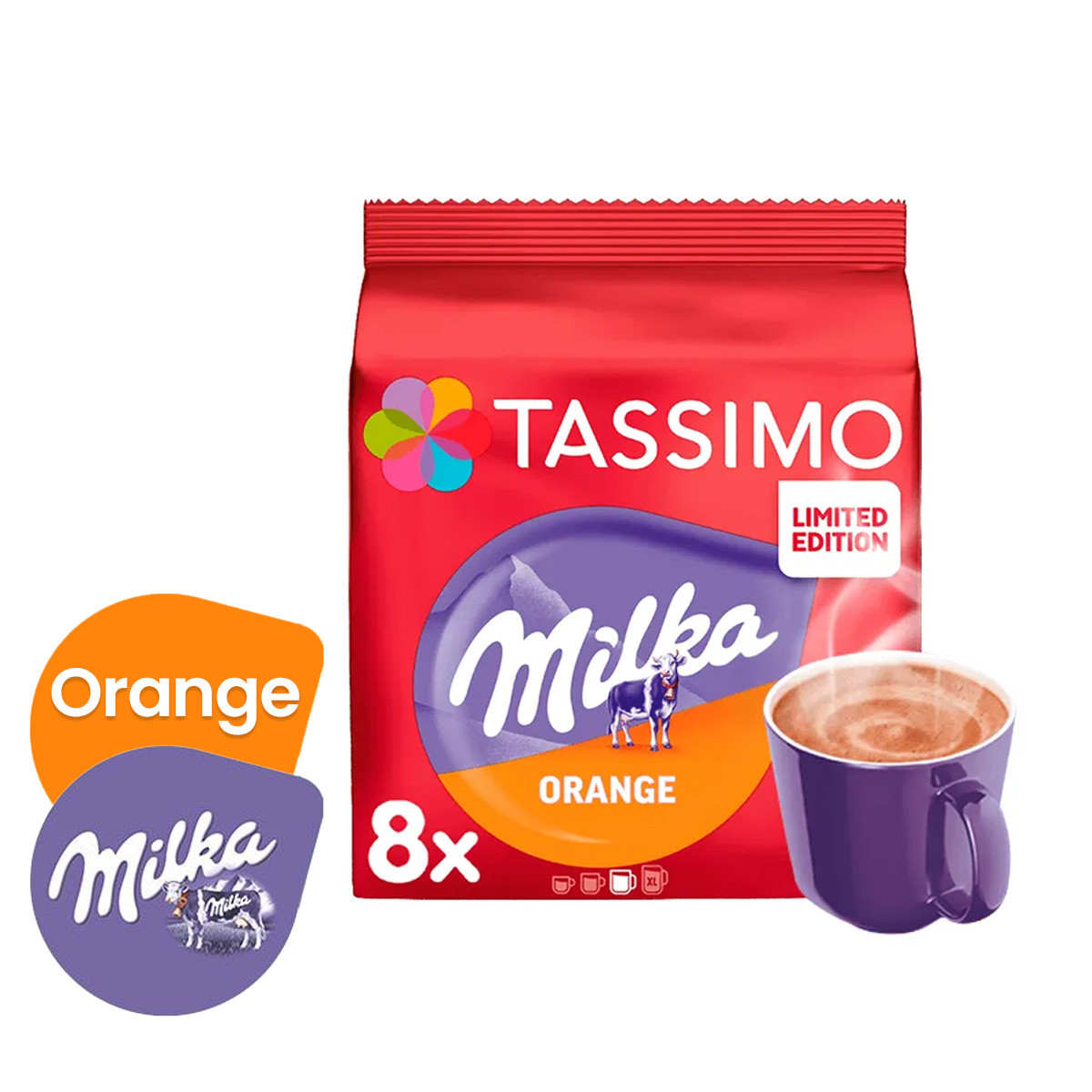 Café dosettes chocolat Milka TASSIMO : le paquet de 8 dosettes à Prix  Carrefour