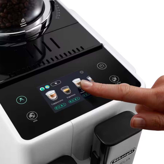 Machine à café en grains Delonghi Rivelia Latte FEB4455.W Blanc Arctique avec 2 bacs à grains