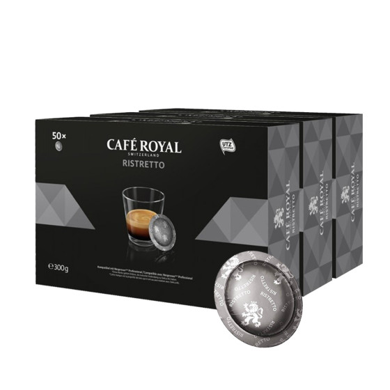 Capsule Nespresso Pro Compatible Café Royal Office Pads Ristretto - 3 boites - 150 capsules
