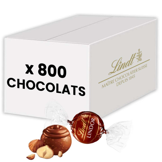 Chocolat au Lait Praliné Noisettes Lindor Lindt - Carton de 800 chocolats