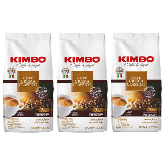 Café en Grains Kimbo Crema Classico - 3 paquets - 3 Kg