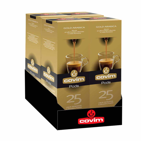 Dosette ESE Café Covim Espresso Gold 100% Arabica - 4 boites - 100 dosettes emballées individuellement