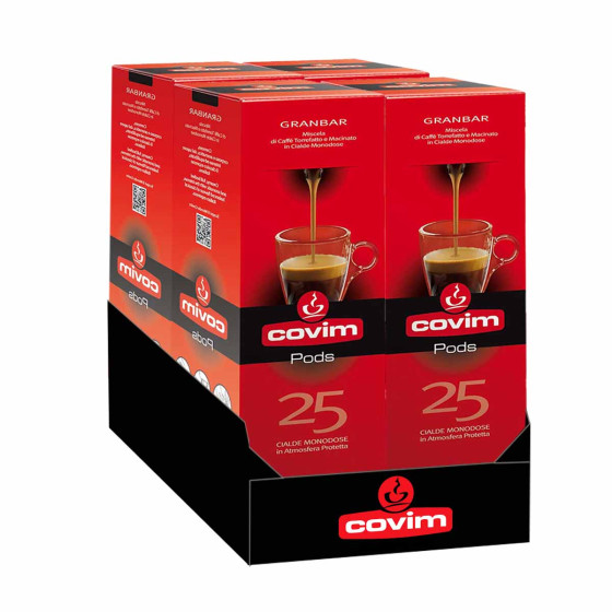 Dosette ESE Café Covim Espresso Granbar - 4 boites - 100 dosettes emballées individuellement