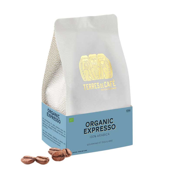 Café de Spécialité en Grains Bio Terres de Café Organic Expresso - 3 paquets - 750 gr