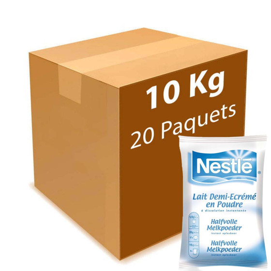 Lait en Poudre Nestlé® Demi-Ecrémé pour Distributeur Automatique - 20 paquets - 10 Kg
