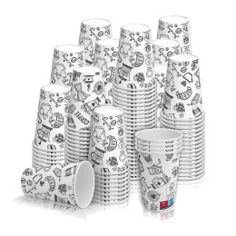 1000 Gobelets En Carton 17/18 Cl - Blanc, Recyclables Pour Café Et Boissons
