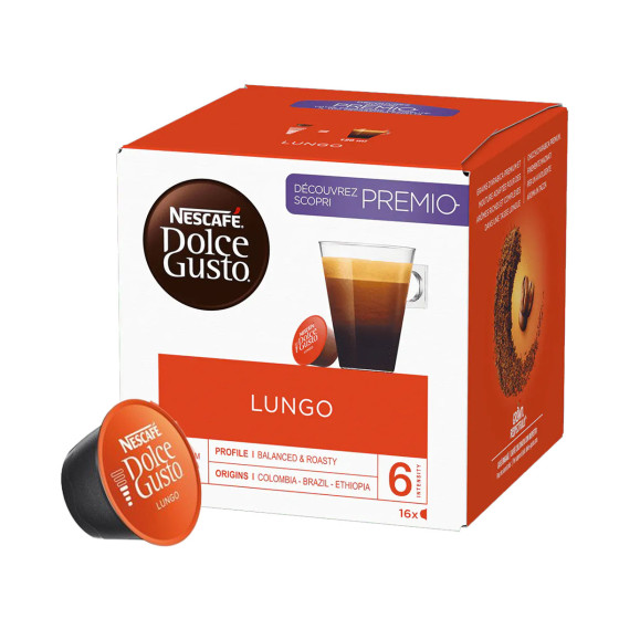 Capsules Nescafé Dolce Gusto Café Lungo - 6 boîtes - 96 capsules