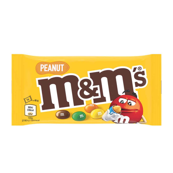 M&M's Peanut Billes à la cacahuète enrobées de chocolat au lait 45 gr - Boite de 36 paquets