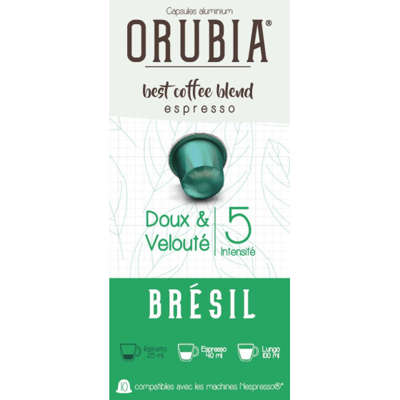 Capsule Nespresso Compatible Café Orubia Brésil 100% Arabica Intensité 5 - 120 capsules