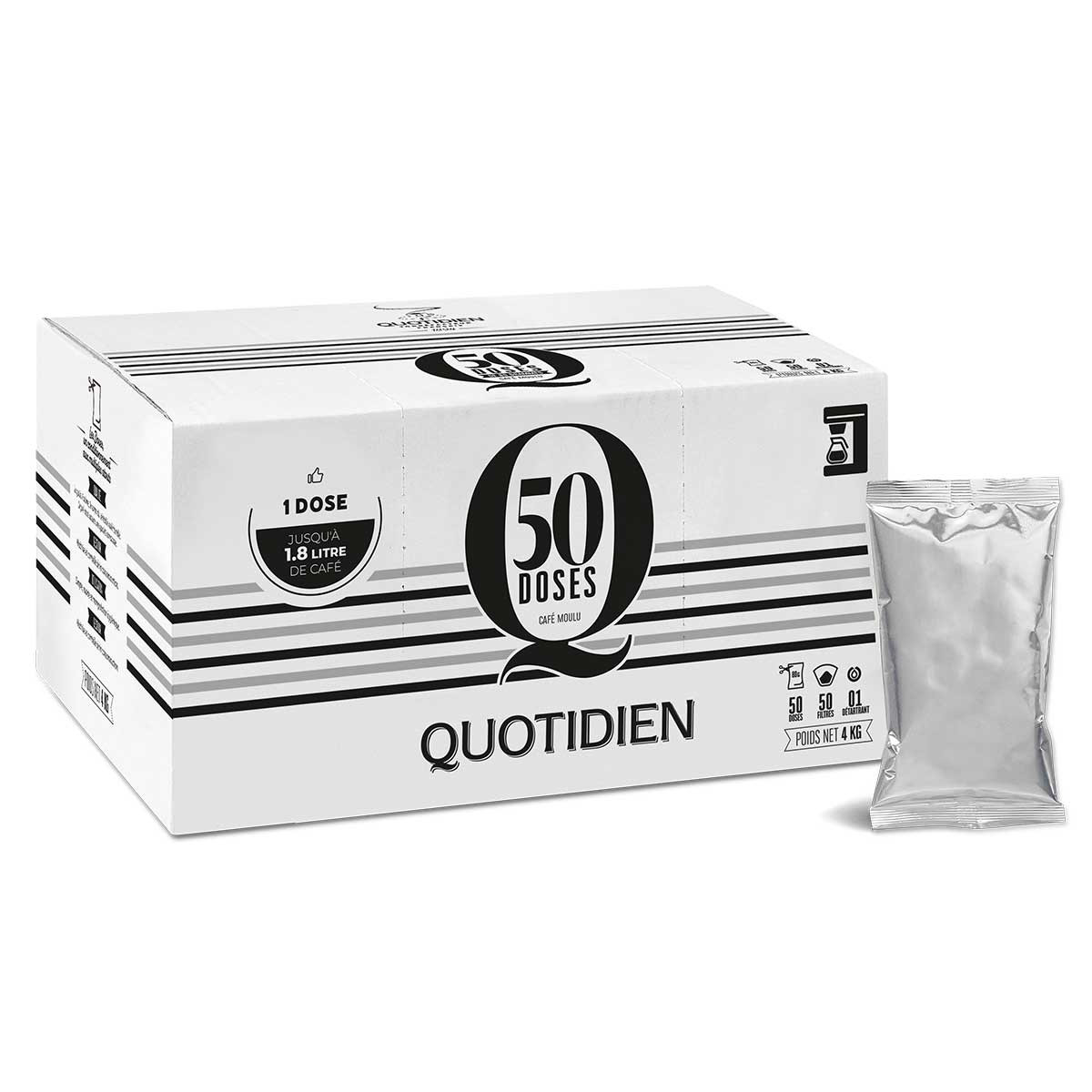 Café Moulu Segafredo Quotidien 80/20 - 80 gr - 50 doses + filtres