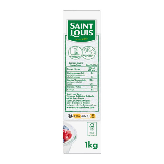Sucre Blanc en poudre Saint Louis - Bec verseur - 1 kg