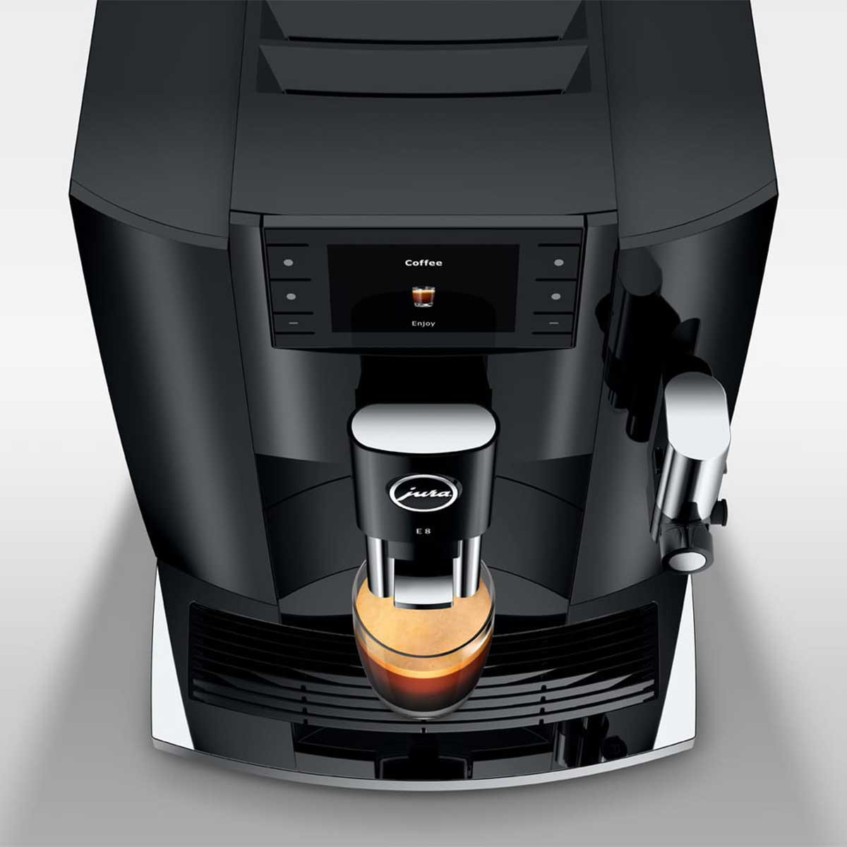 La cafetière avec broyeur Jura J8 propose des boissons lactées