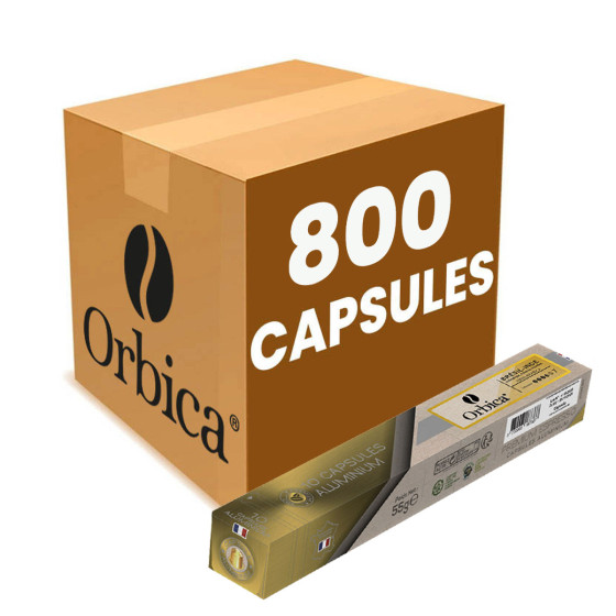 CAFE ORBICA Capsule Nespresso Compatible Caf&eacute; Orbica Br&eacute;sil Indes - 80 tubes - 800 capsules 