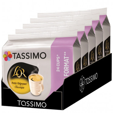 Capsule Tassimo L'Or Espresso Petit Déjeuner Classique "Format Familial" 5 paquets - 120 T-Discs